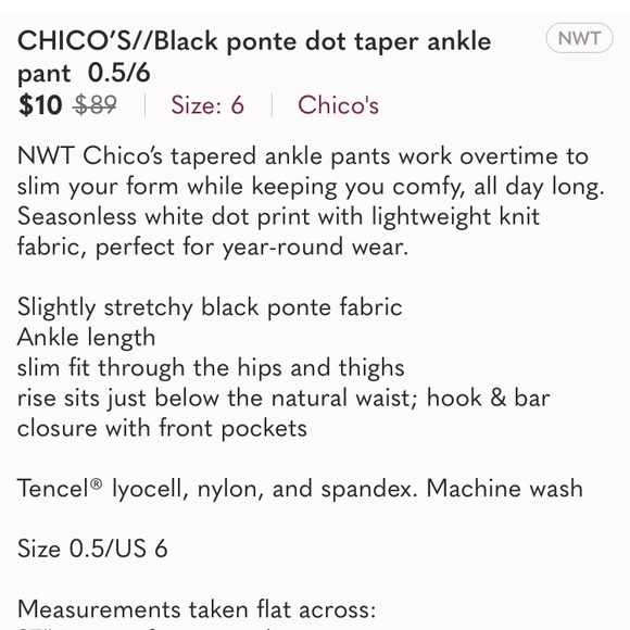 Chico’s Polka Dot Pants NWT - Picture 9 of 9
